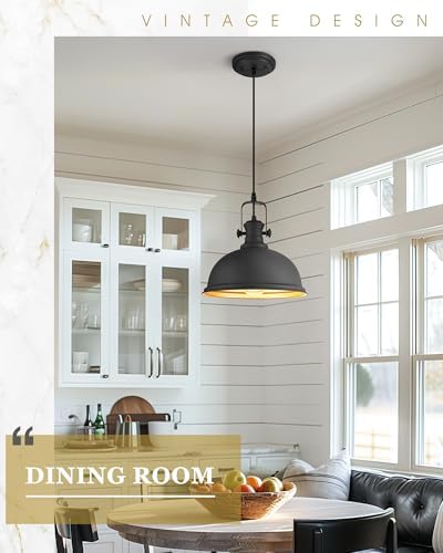 2-Pack Black Pendant Lights for Kitchen Island, 11.5" Metal Shade - Image 6