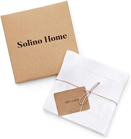Solino Home 100% Pure Linen Cocktail Napkins White, 6 x 6 in, Set of 12 - Image 4