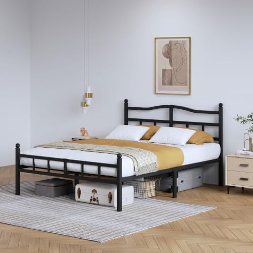 SHOANED 14 Inch Metal Bed Frame - Full Size Heavy Duty Bedframe with Headboard & Footboard Black Basic Steel Slats Platform No Box Spring Needed/Easy Assembly/Noise Free - Image 3