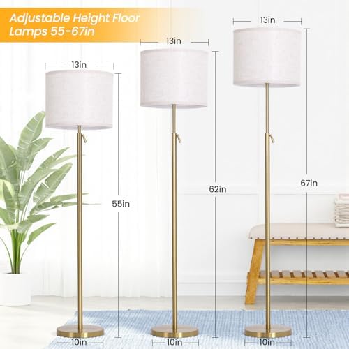 Floor Lamp Height Adjustable with Remote for Living Room and Bedroom Gold - Image 3