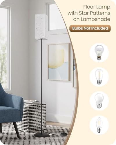 64.6" Floor Lamp, with Foot Switch, Standing Lamp with Sky Stars Design, Modern Freestanding Lamp (Bulb Not Included), for Living Room, Bedroom, Office, ETL Listed,Gray Starry Sky AH07LD05 - Image 6
