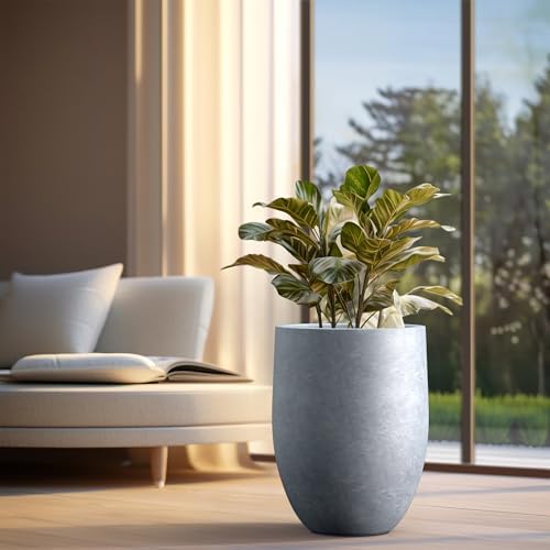 Kante Large Round Bullet Blue Gray Concrete Planter 21.7" Tall, Outdoor - Image 6