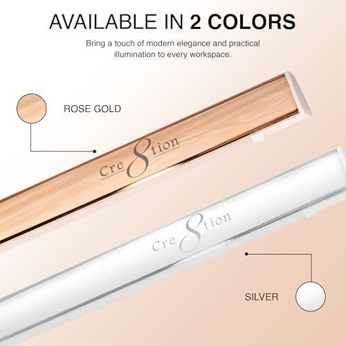 Cre8tion Ultra-Slim LED Desk Lamp, Champagne Gold, 12 W Task Light - Image 6