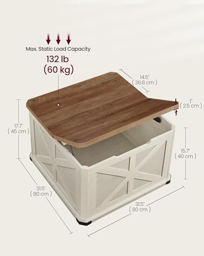 VASAGLE Farmhouse Coffee Table with Storage, Flip-Top Lids - Image 3