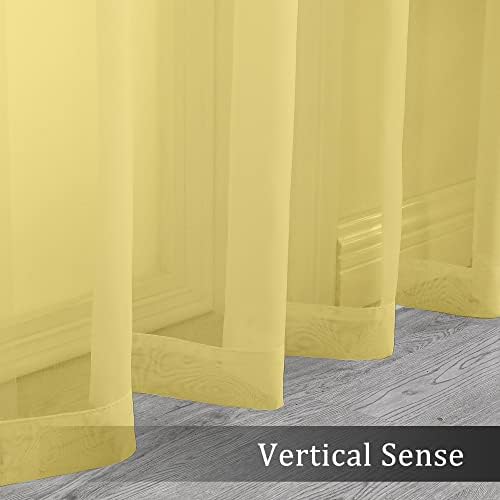 OWENIE Sheer Curtains 84 Inches Long 2 Panels Set, Gold Sheer Curtain for Living Room, Rod Pocket Voile Fimly Sheer Drapes for Bedroom, 2pcs, Each 42" W x 84" L - Image 2