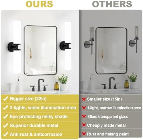Wall Sconces Set of Two, Matte Black Bathroom Sconces Wall Lighting with Milky White Glass, Hardwired Modern Sconces Wall Decor Set of 2 Bathroom Light Fixtures for Mirror Living Room Hallway Bedroom - Image 2