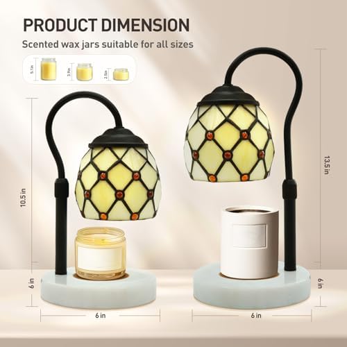 Cabochons Tiffany Candle Warmer Lamp, Adjustable Height Marble - Image 2