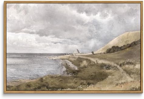 InSimSea Framed Canvas Wall Art Vintage Decor, Coastal Seaside Landscape Paintings, Large Prints, Nature Wall Decorations for Living Room Office Bedroom, 16"x24" by InSimSeaArt