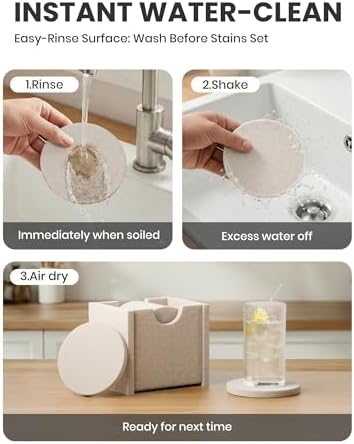 Fluxynara Felt Coasters with Holder, Set of 8 for Drinks, Concrete Echo - Image 7