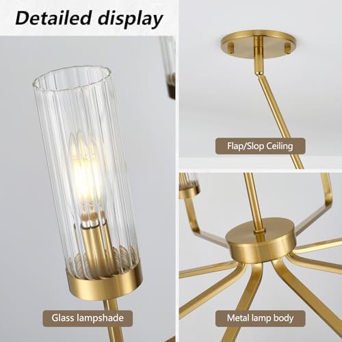 Modern Brushed Gold 8‑Light Chandelier for Living Room, 40" Diameter - Image 4