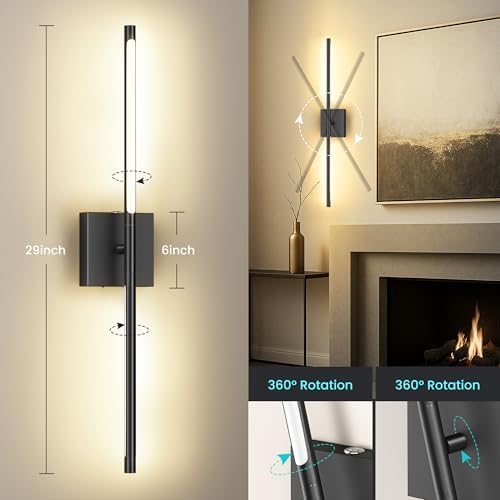 10000mAh Rechargeable Wall Lights, Black, 29 Inch, 3CCT, 2 Pack - Image 3