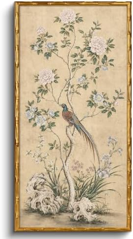 InSimSea Gold Bamboo Framed Wall Art,Chinoiserie Botanical Prints,20x40In by InSimSeaArt