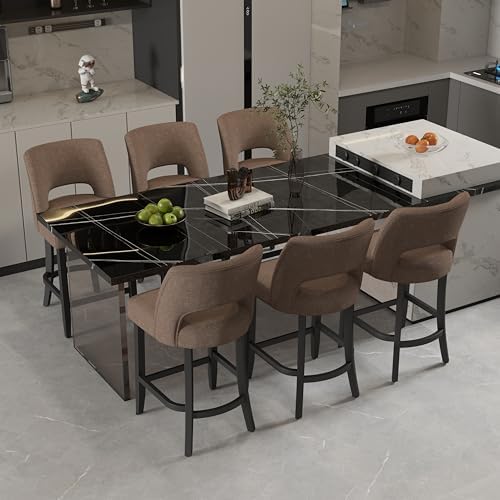 VKNOW Bar Stools Set of 6, 26" Upholstered Counter Height Bar Stools by VKNOW