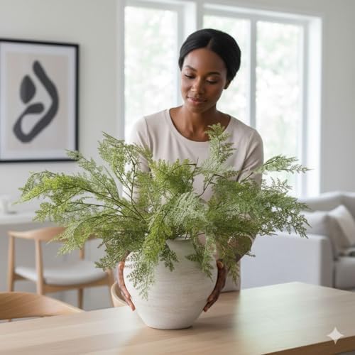 SilkSerenade Large Round Vase for Bedroom Kitchen Living Room Table, Contemporary Farmhouse Decorative Flowers Iron Vases, Rustic Earthy Japandi Wabi Sabi Modern Centerpieces (Brushed Round Large) - Image 4