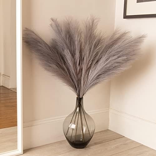 Floor Vase, Large Gray Glass Tall Big Vases - Image 6