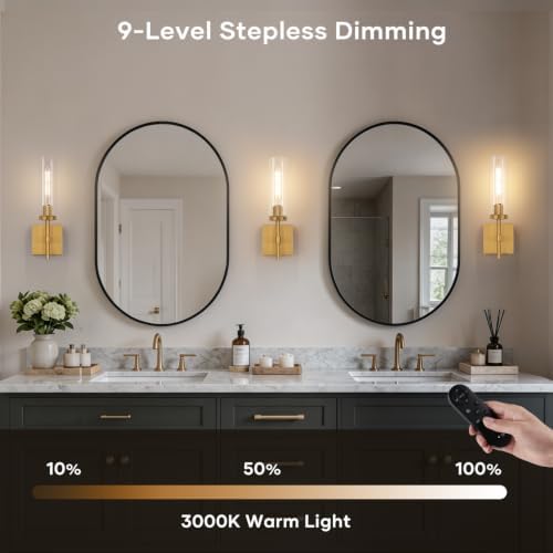 Wireless Wall Sconces with Remote Control, 10000mAh Battery Operated Wall Sconce Set of 2, Brush Gold Rechargeable Dimmable Wall Lights for Bedroom Living Room Bathroom Hallway Entryway, 3000K - Image 6