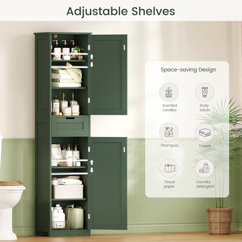 Iwell 66.9" Tall Bathroom Storage Cabinet with 2 Doors & 1 Drawer - Image 4