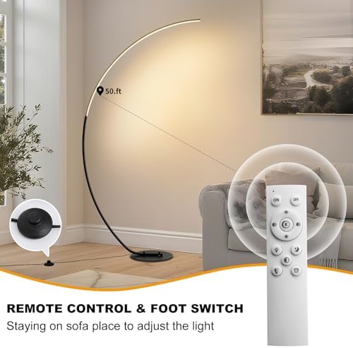 Arc Floor Lamps, 68.9" Tall Standing Modern LED Floor Lamps for Living Room, Dimmable Reading Corner Floor Lamp for Bedroom - Image 3
