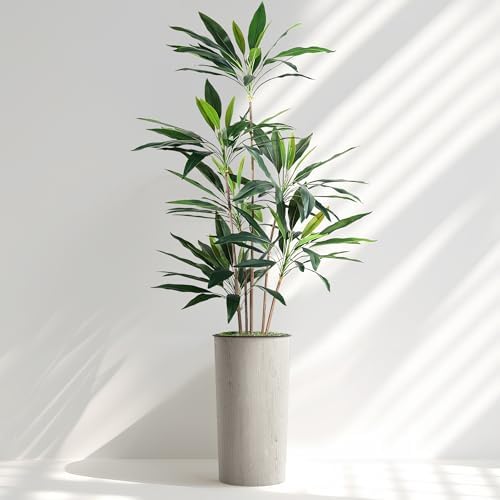 SIGNWIN Artificial Tree in Modern Swirl Pattern Planter, Fake Dracaena Tree Silk Tree for Indoor and Outdoor Home Decoration - 66" Overall Tall (Plant Pot Plus Tree) - Image 2