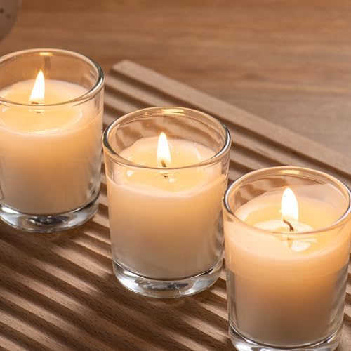 Housecret 120 Pack Warm White Unscented Clear Glass Filled Votive Candles. Hand Poured Wax Candle Ideal Gifts for Aromatherapy Spa Weddings Birthdays Holidays Party - Image 6
