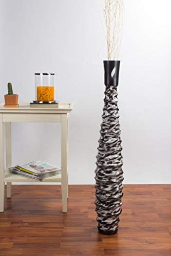 Leewadee Large Floor Vase 34 inches Mango Wood for Pampas Grass, Dried Flowers - Image 3