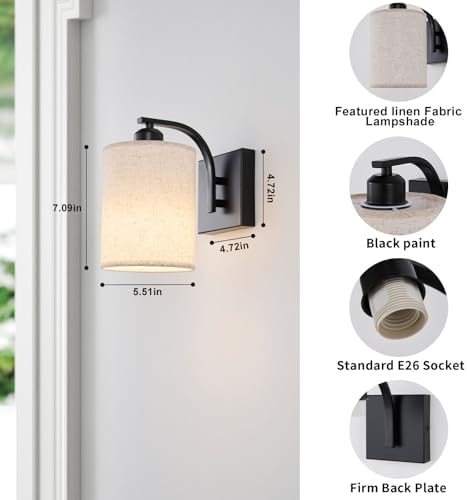 Powfloven Black Rechargeable Wall Sconces Set of 2 with Remote, Wireless Dimmable Battery Operated LED Wall Lights, Cordless Wall Lighting Lamp Fixture for Bedroom Living Room - Image 2