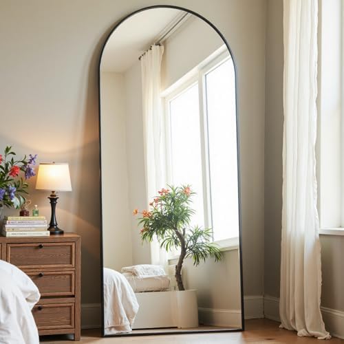 Dewfig Arched Full Length Mirror, 57"X20" Large Full Body Mirror, Black by YourSpacePerfectlyReflected