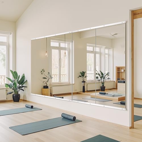 Home Gym Mirror for Wall, 56x28x2PCS Frameless Full Length Mirror, Silver - Image 4
