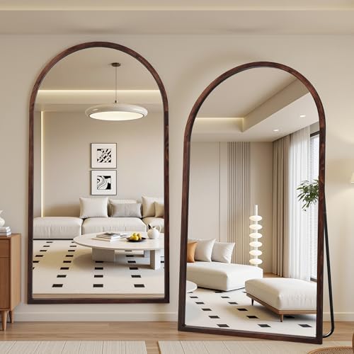 Suidia Full Length Mirror, Oversized Floor Mirror with Solid Wood Frame, Large Standing Mirror for Bedroom Living Room, Wood Antique Style, Dark Walnut, 76" L x 41" W - Image 4
