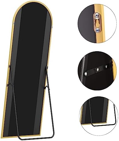 Floor Mirror, 64"x21" Gold Full Length Mirror, Arched Mirror Full Length, Freestanding Mirrors, Arch Floor Length Mirrors with Thin Aluminum Frame Hanging or Leaning, Wall Mounted Mirror for Bedroom - Image 4