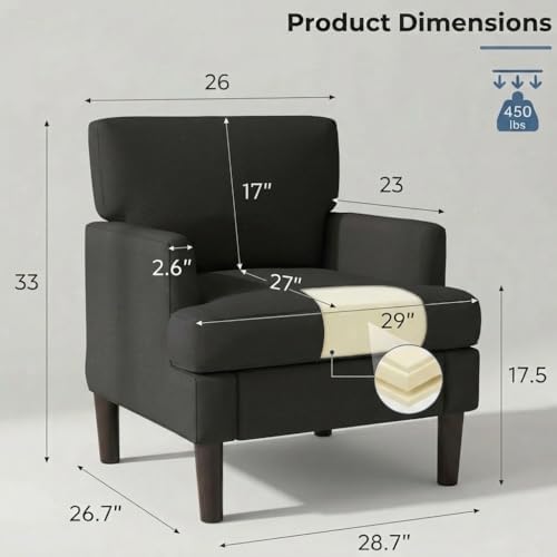 Kromax Accent Chair for Living Room, No Screws Assembly Required, Black - Image 2