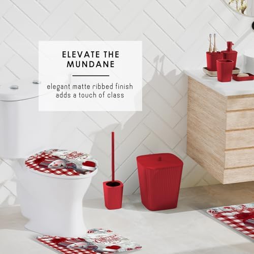 Clara Clark Bathroom Set - Christmas Bathroom Accessories Set, 27PC Bathroom Accessory Set, Christmas Bathroom Sets with Bathroom Rugs, Adhesive Corner Shower Caddy Hanging, Toilet Brush & Trash Can - Image 6