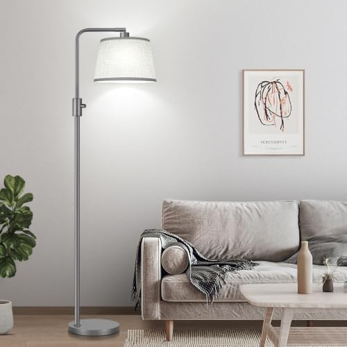【Upgraded】 Dimmable Floor Lamp, 1000 Lumens LED Edison Bulb Included, Arc Floor Lamps for Living Room Modern Standing Lamp with Linen Shade, Tall Lamps for Living Room Bedroom Office Dining Room-Grey - Image 7