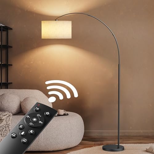 A Modern Floor lamp with Remote Control, Featuring a Large Drum-Shaped Shade, Ideal for use as a freestanding Corner lamp in Living Rooms, bedrooms, and Dining Areas (Classic) - Image 3