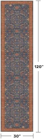 Navy Blue Washable 10 ft Long Runner for Kitchen Floor - 2'6"X10' Runner Rug for Hallway, Entryway, Pet Friendly Waterproof Non Slip with Rubber Backing, Stain Resistant Area Rug - Image 2