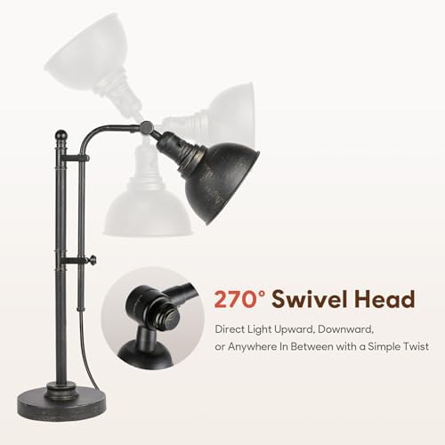 VONLUCE Rustic Desk Lamp, Adjustable Industrial Table Lamp for Home Office - Image 4