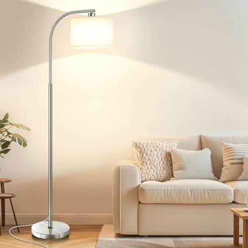 Tall Floor Lamp for Living Room,65'' Modern Standing Lamps Dimmable with Fabric Shade (Silver-3color) by IlluminateYourSpace