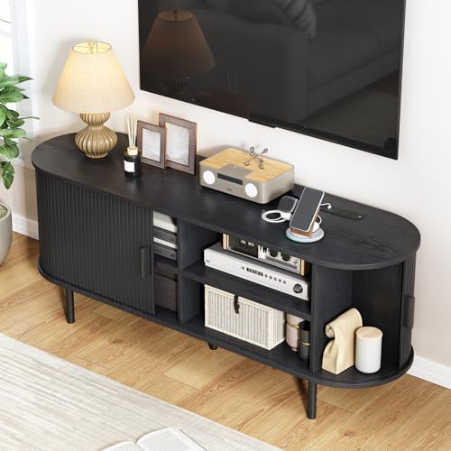 ComfyCorner 55" Mid Century Modern TV Stand with Sliding Doors for 60" TV - Image 3