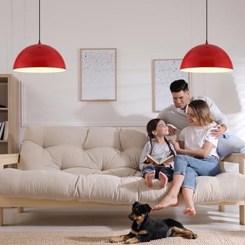 Red Large Pendant Light 2 Packs,19.7inches, Kitchen Pendant Lights, Oversized Island Pendant Lights, Farmhouse Pendant Light, Pendant Light for Bedroom, Kitchen Island - Image 3