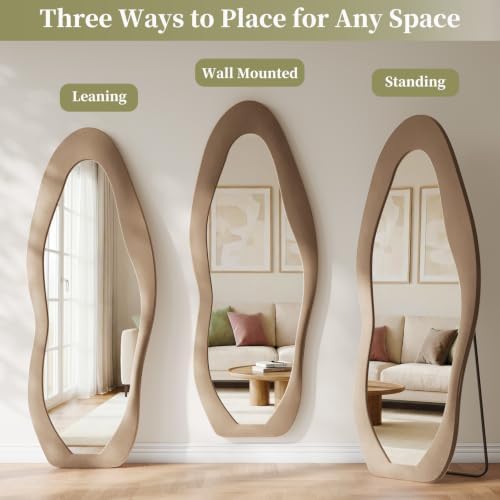 Koonmi Full Length Mirror 71"x30", Irregular Flannel Floor Mirrors - Image 7