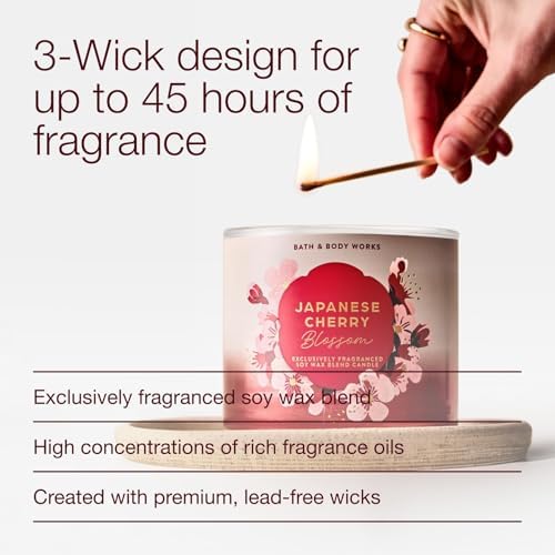 Bath & Body Works 3-Wick Candle, Japanese Cherry Blossom, Soy Wax Blend - Image 4