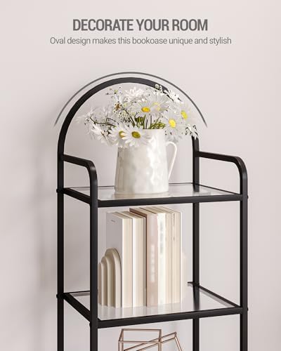 Hzuaneri Bookcase Bookshelf, Tempered Glass Bookshelves - Image 4