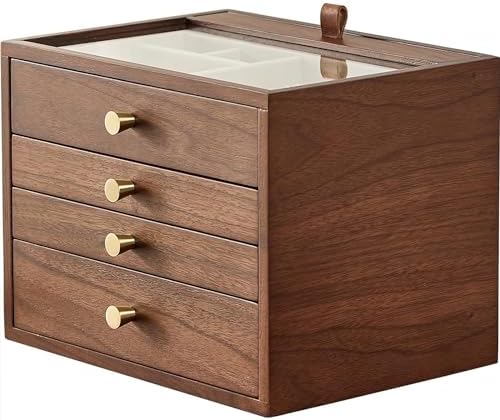 CHOSIN Walnut Jewelry Box Wood for Women with Vertical Neclace Hooks by CHOSIN