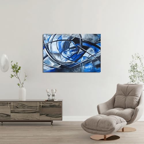 Abstract Wall Art Decor Modern Wall Art Pictures for Living Room Canvas Art Wall Decor Abstract Blue Wall Art Prints Artwork for Walls Black and White Wall Art Decorations Home Office Decor 24" X 36" - Image 6