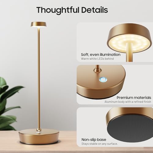 Rechargeable Cordless Table Lamp, 6000mAh Battery Table Light - Image 5