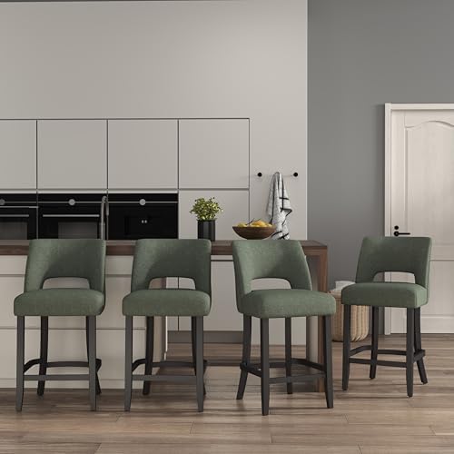VKNOW Bar Stools Set of 4, 26" Upholstered Counter Height Bar Stools by VKNOW