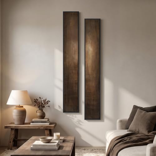 Framed Neutral Abstract Wall Art, Set of 2 Brown Vertical Canvas Prints - Image 5