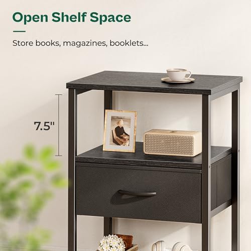 Huuger Nightstand Set of 2, Night Stand with Fabric Drawer, Mesh Shelf - Image 7