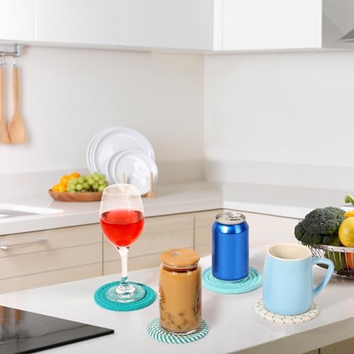 Mckanti 8 Pcs Coasters for Drink with Holder, 4 Colors Absorbent Coasters for Drinks, Minimalist Cotton Woven Coaster Set for Home Decor Tabletop Protection Suitable for Kinds of Cups, 4.3 Inches. - Image 6