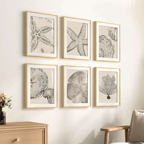 Framed Black and Beige Neutral Abstract Wall Art for Living Room, 6 Piece - Image 2